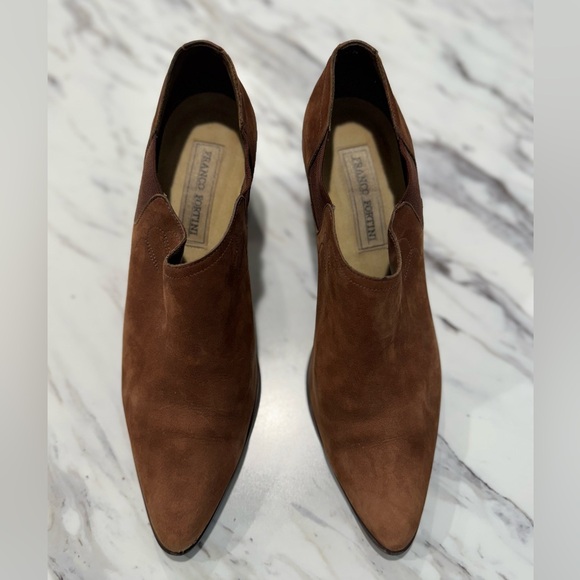 Franco Fortini Women’s Gwinn Western Pointed Toe Brown Ankle Booties Size 10M - Picture 1 of 9